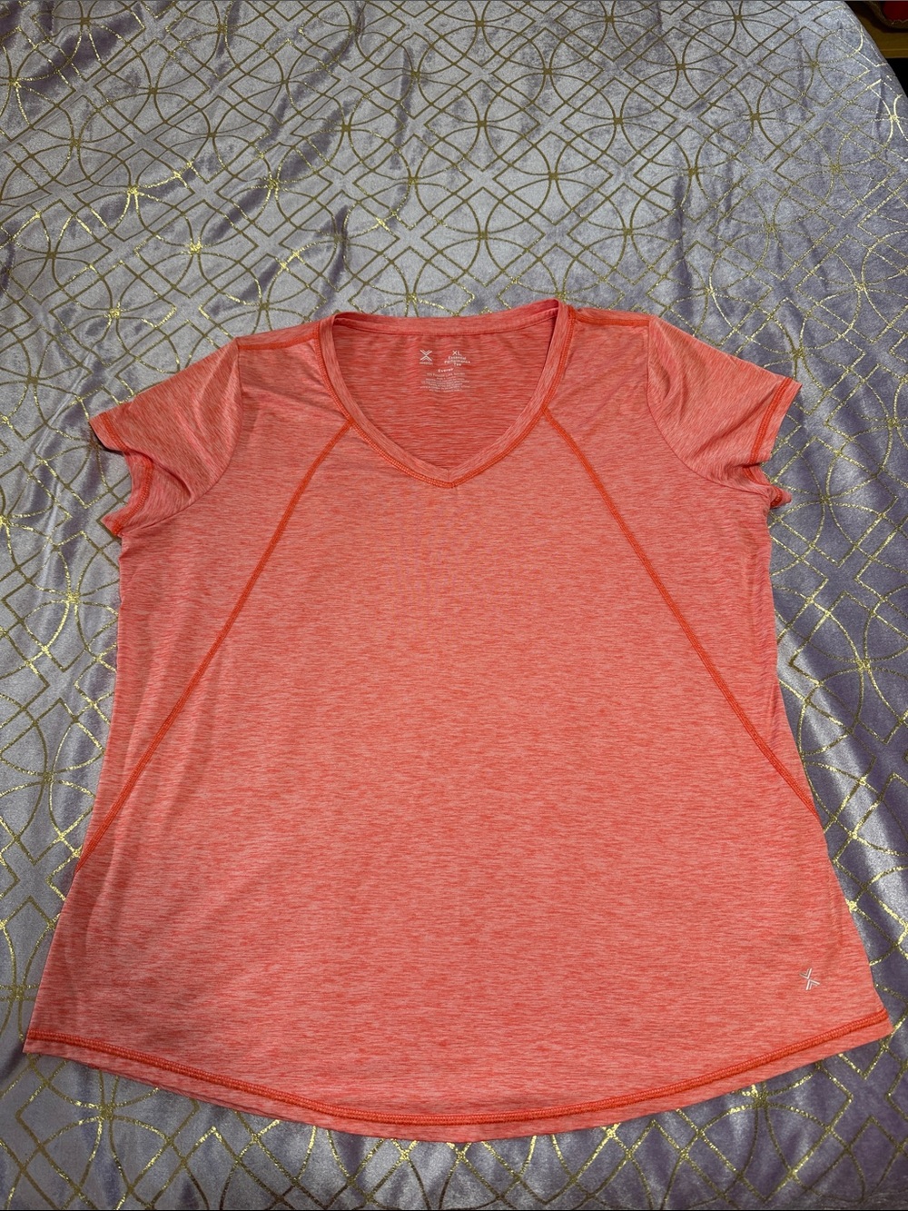 💥 WOMANS Xersion Coral Short-Sleeve V-Neck Active Tee